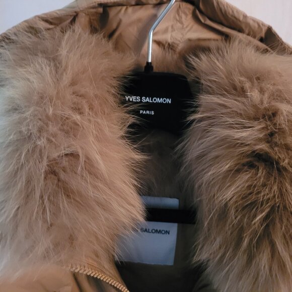 Yves Salomon A Line Down Jacket w/Fox Fur Hood Puffer Jacket NWT - Picture 9 of 14